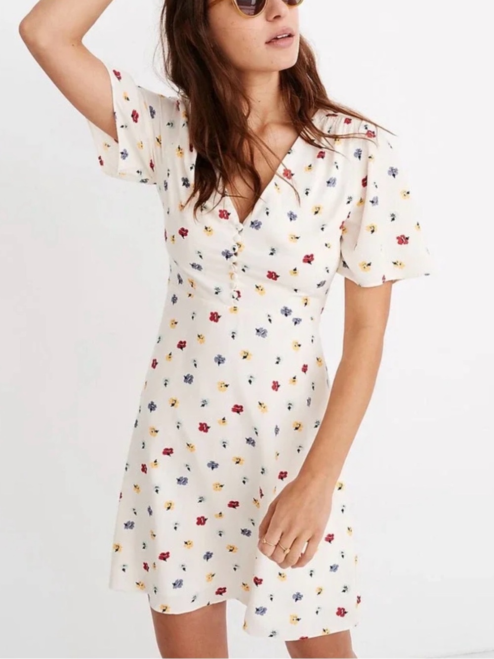 Madewell  Orchard Flutter Sleeve Dress Confetti Floral Print